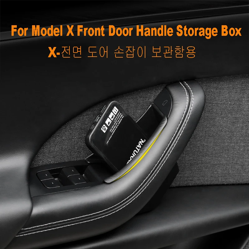 2Pcs For Tesla Model X Front Door Handle Storage Box Door Storage Box Interior Car Modification Accessories