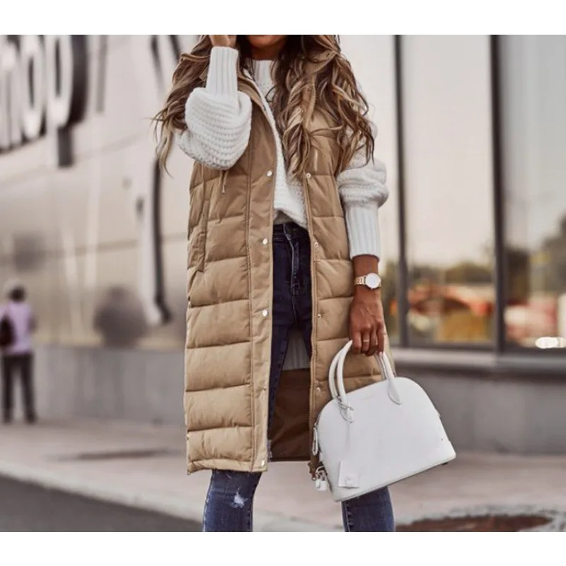 Chaqueta con capucha de una sola botonadura para mujer, chaleco de longitud media, cárdigan de temperamento ajustado, Otoño e Invierno