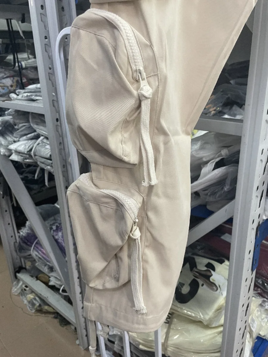 Tendencia de pantalones casuales de tobillo sueltos para hombres estilo American High Street con múltiples bolsillos