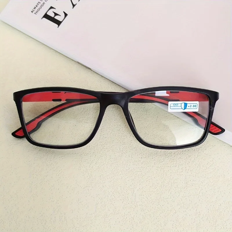 

3 Pairs of Reading Glasses with Black, Red, Orange, and Blue Rectangular Frames for Both Men and Women,+1.0 To+4.0 Degrees