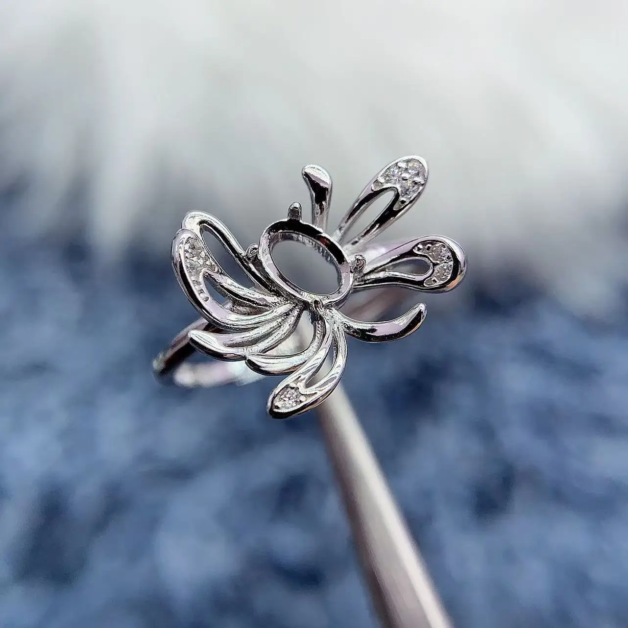 

MeiBaPJ Inlay Oval 4*6mm S925 Sterling Silver DIY Rings Setting For Women Gift Luxury Fine Charm Sweet Jewelry Mount Wholesale