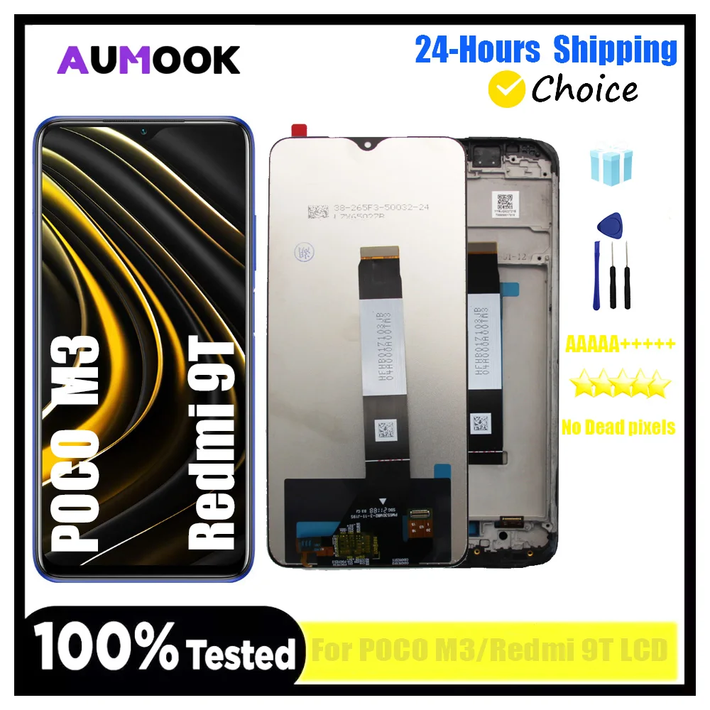 

6.53" For Redmi 9T LCD Display Touch Screen Digitizer Assembly For Xiaomi Poco M3 Display Screen Replacement With Frame LCD