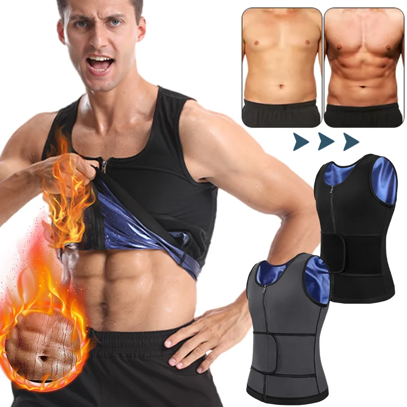 

Men Body Shaper Abdomen Reducer Sweat Sauna Vest Fitness Waist Trainer Belly Control Slimming Shapewear Fat Burner Corset Top