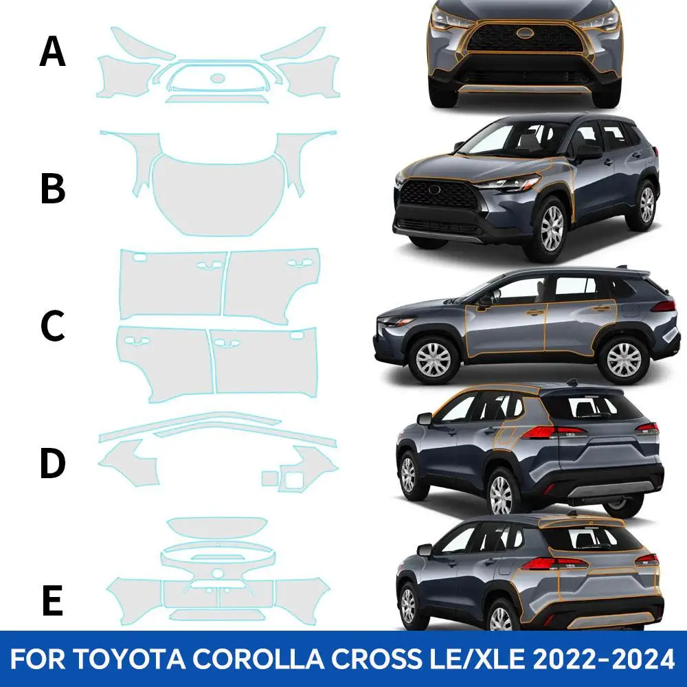 

For Toyota Corolla Cross LE|XLE 2022-2024 TPU Paint Protection Film Self-Healing Clear Bra Pre-cut PPF Anti-Scratch Resistant