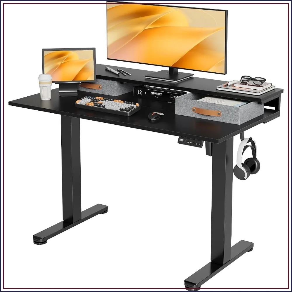 office deskElectric Standing Desk with 2 Drawers, 48 Inch, Black