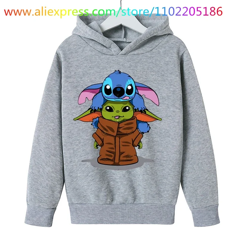 New Disney Baby Girls Boy Cartoon Yoda Hoodies Sweatshirt Clothes Kids Spring Hoodies  Coat Child Tops Clothing 3-14year