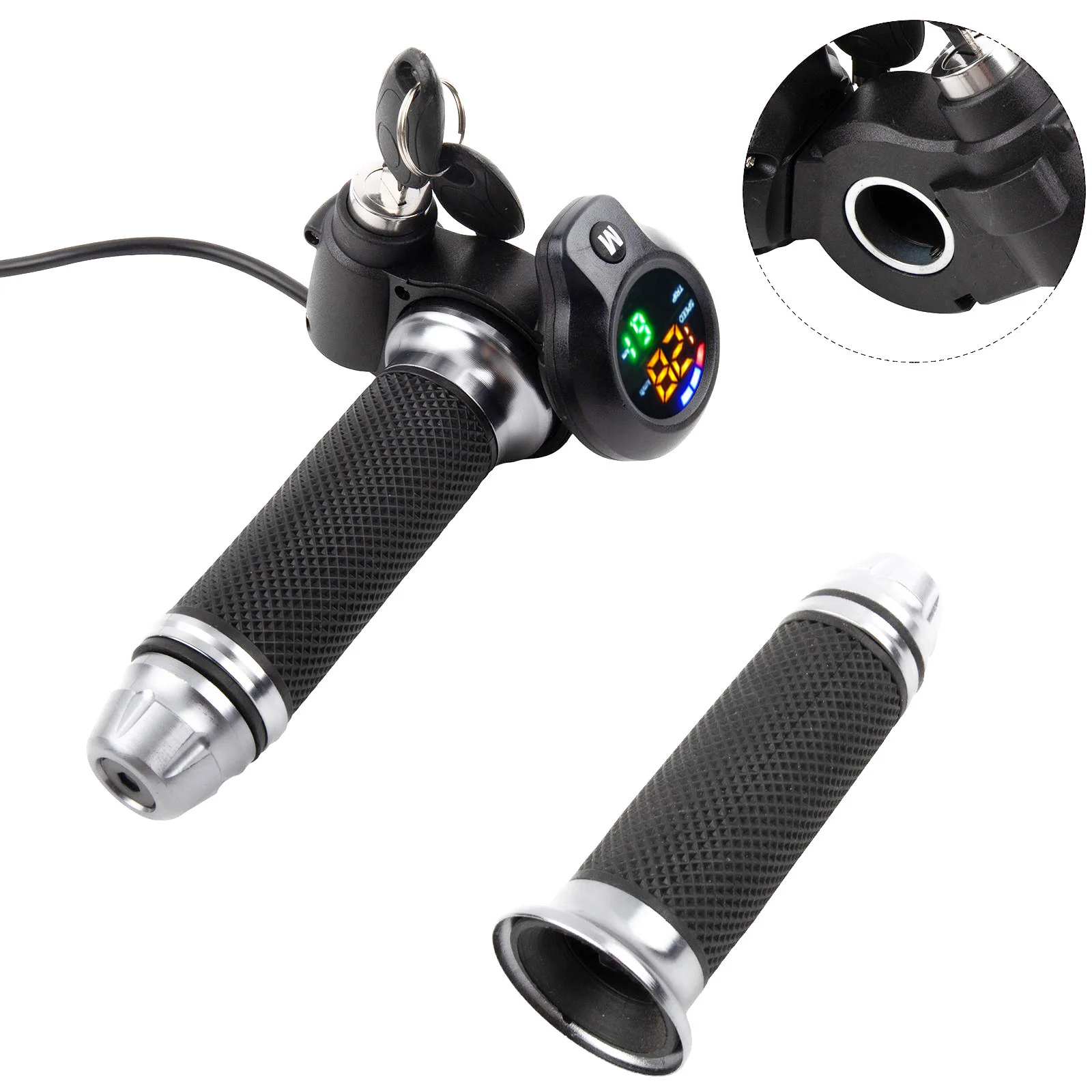 

Bicycle Grip Handle E-Bike Throttle Black Silver Lithium Battery Quality Test Speed Measurement Function For Electric Tricycle