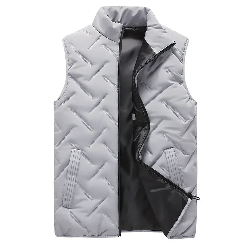 

New Stand-up Stylish Sleeveless Jacket 2024 Winter Super Soft Cotton Padded Male Warm Pockets Waistcoat Vest Top Coldproof Top