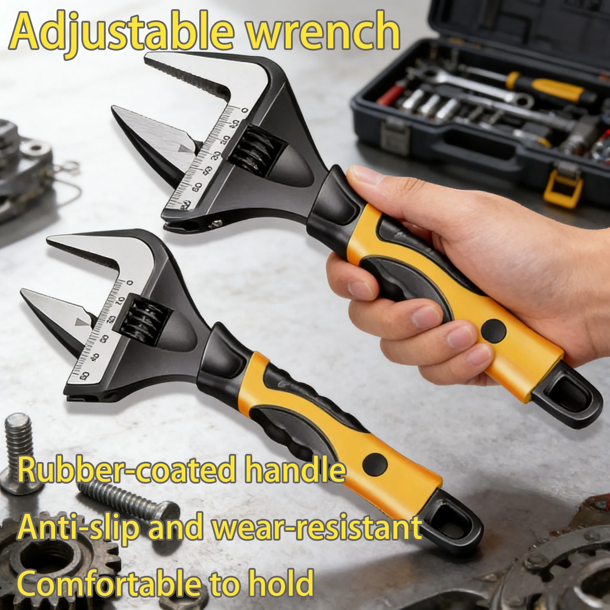 

6-12 inch Stainless Steel Universal Adjustable Wrench Wide Opening Household Hand Tool Repair Tool for Plumbing and DIY Projects