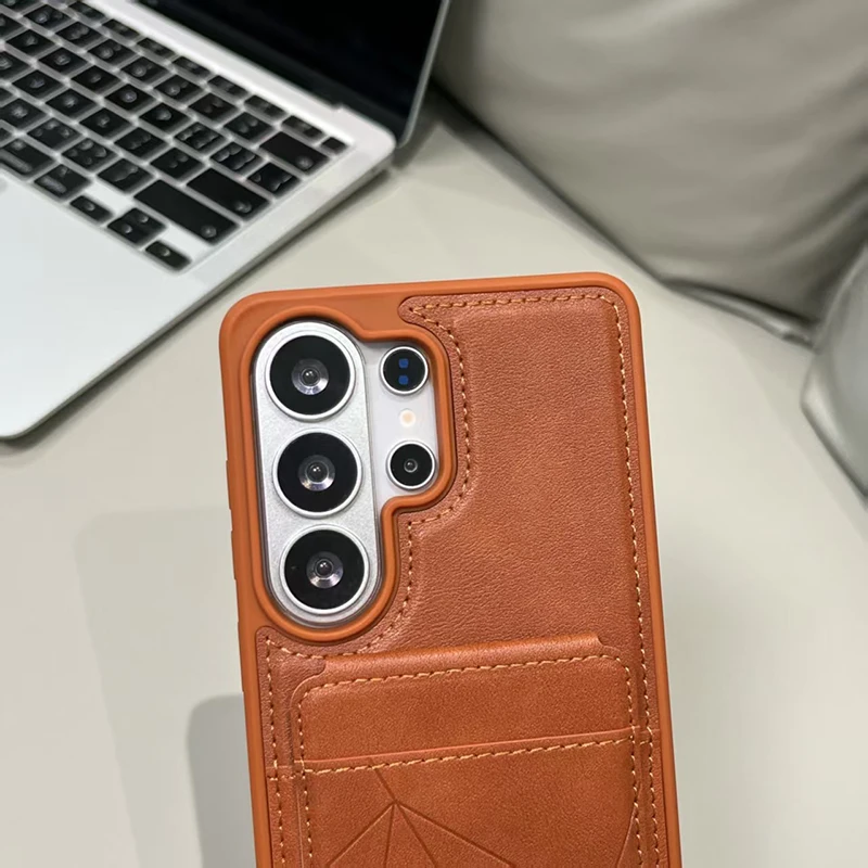 Luxury Synthetic Leather Card Holder Phone Case For Samsung Galaxy S26 Ultra S22 S23 S24 S25 Plus FE Wallet Protection Case view 4