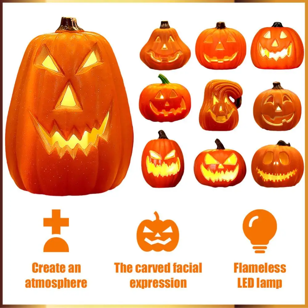 

Halloween Glowing Pumpkin Spooky LED Scene Layout Light Up Pumpkin for Halloween Pumpkins Decor Party Favor Gifts