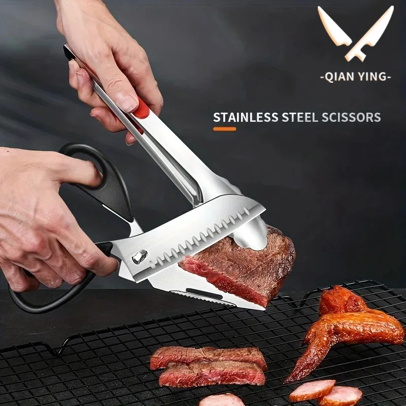 Detachable kitchen scissors, heavy duty stainless steel kitchen scissors, multi-functional strong meat scissors,outdoor barbecue
