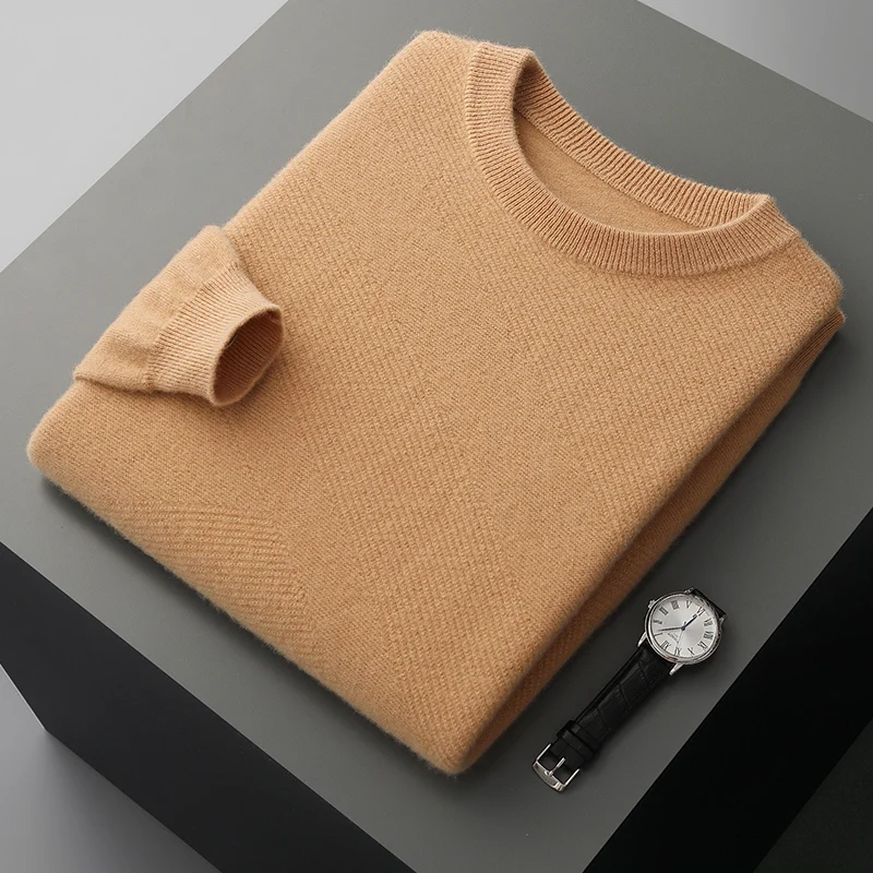 

Осень-зима, мужской шерстяной свитер, толстый шерстяной пуловер с круглым вырезом, 100% мериносовая шерсть, трикотаж, мягкий вязаный удобный мужской свитер, топы