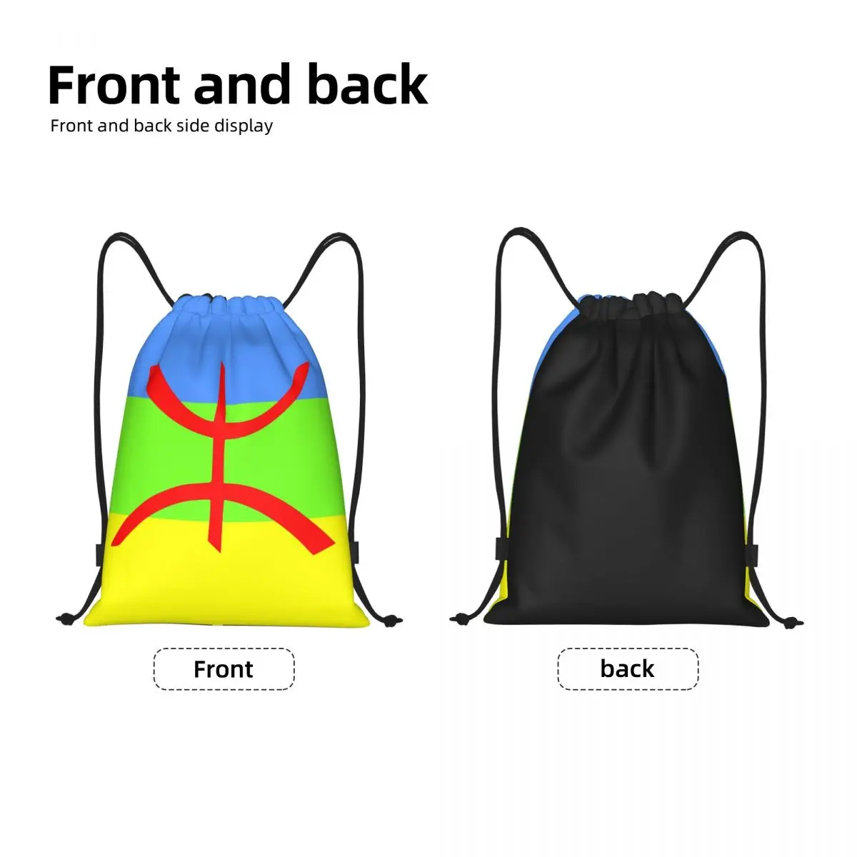 Bandeira personalizada de Amazigh Drawstring mochila sacos para mulheres, leve, berbere, Tifinagh, orgulhoso, ginásio, esportes, sacos para viajar