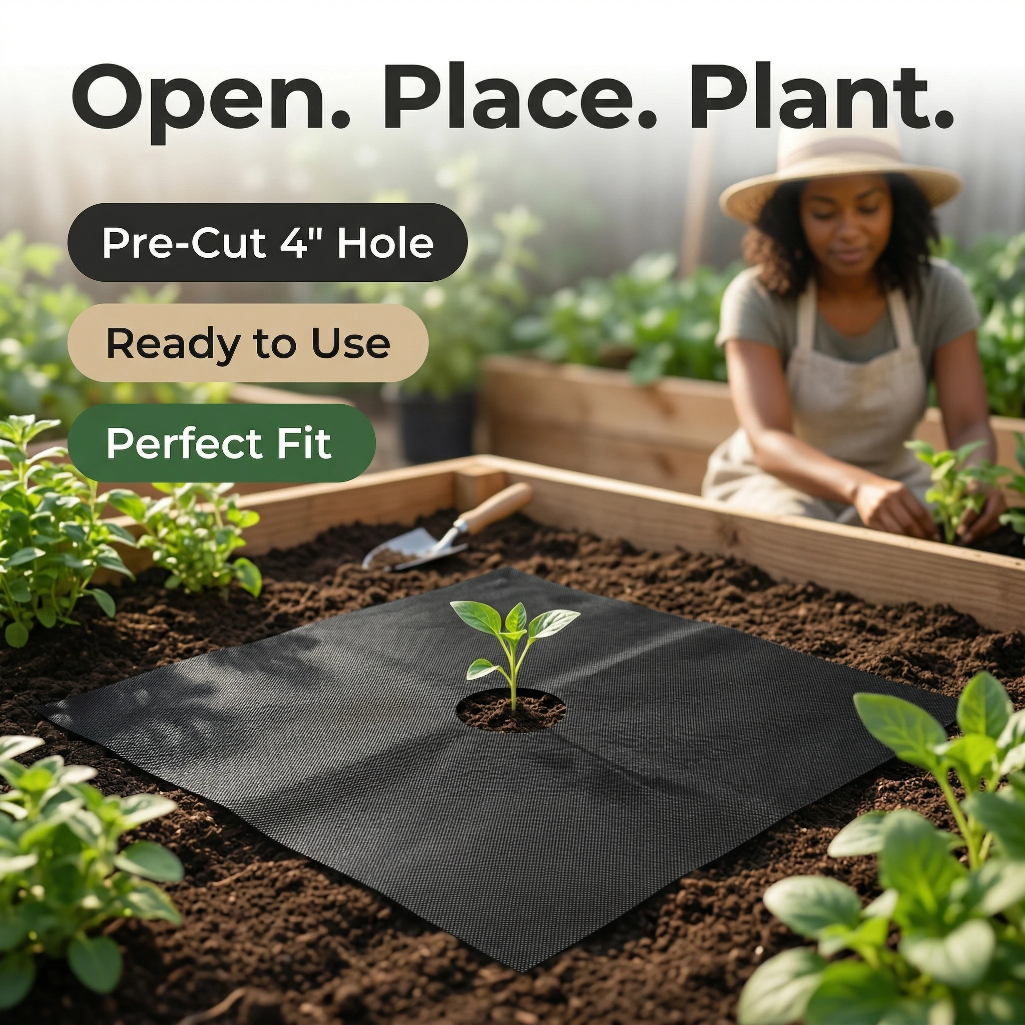 10/15/20-Pack 50g Black Single-Ply Hole-Punched Premium Weed Barrier for Orchard Courtyard Garden Planting
