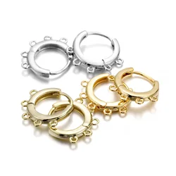 8Pcs 13MM 18K Plating Gold Color 5 Hole French Lever Back Ear Wire Settings Base Hoops Earrings for DIY Jewelry Making Supplies
