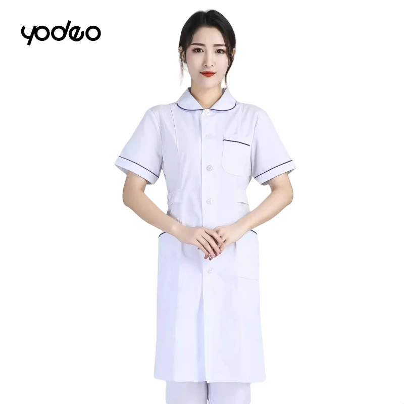 Uniforme de enfermeira plus size, de alta qualidade, manga curta/longa, uniforme de laboratório feminino, salão de beleza dental oral, roupas de trabalho médico