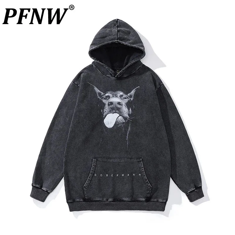 

PFNW Dark Wear Men's Printing Hoodies Vintage High Street Washed Male Worn Out Sweatshirts Casual Pullovers 2023 Winter 28W2535