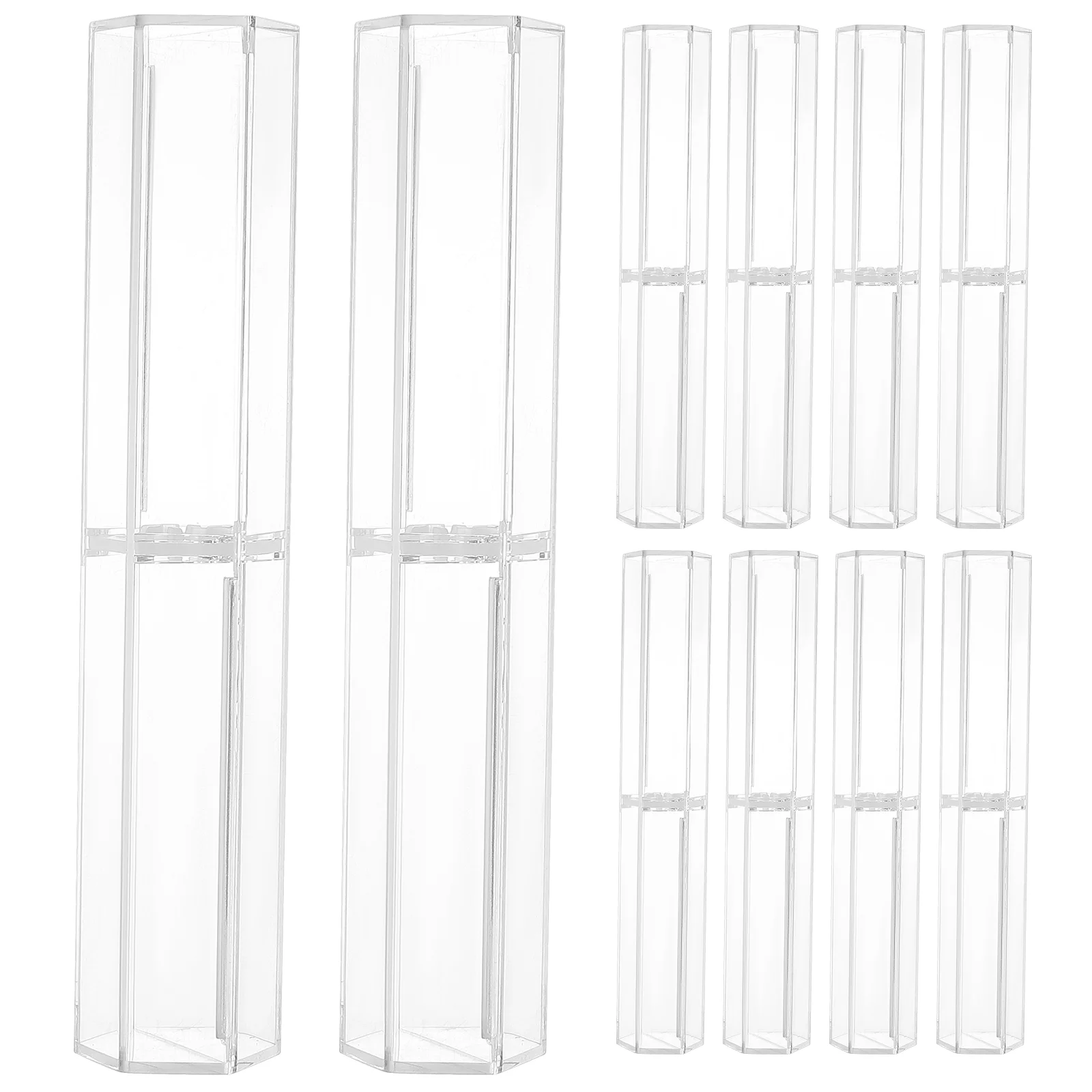 10 Pcs Boxes Transparent Pen Ballpoint Display Case Containers Pencil Cases Holder Empty Single