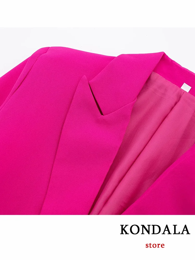 KONDALA Office Lady Blazer Rosered Solid V Neck Long Sleeve Feathers Single Button Short Blazer New Fashion 2023 Autumn Jackets