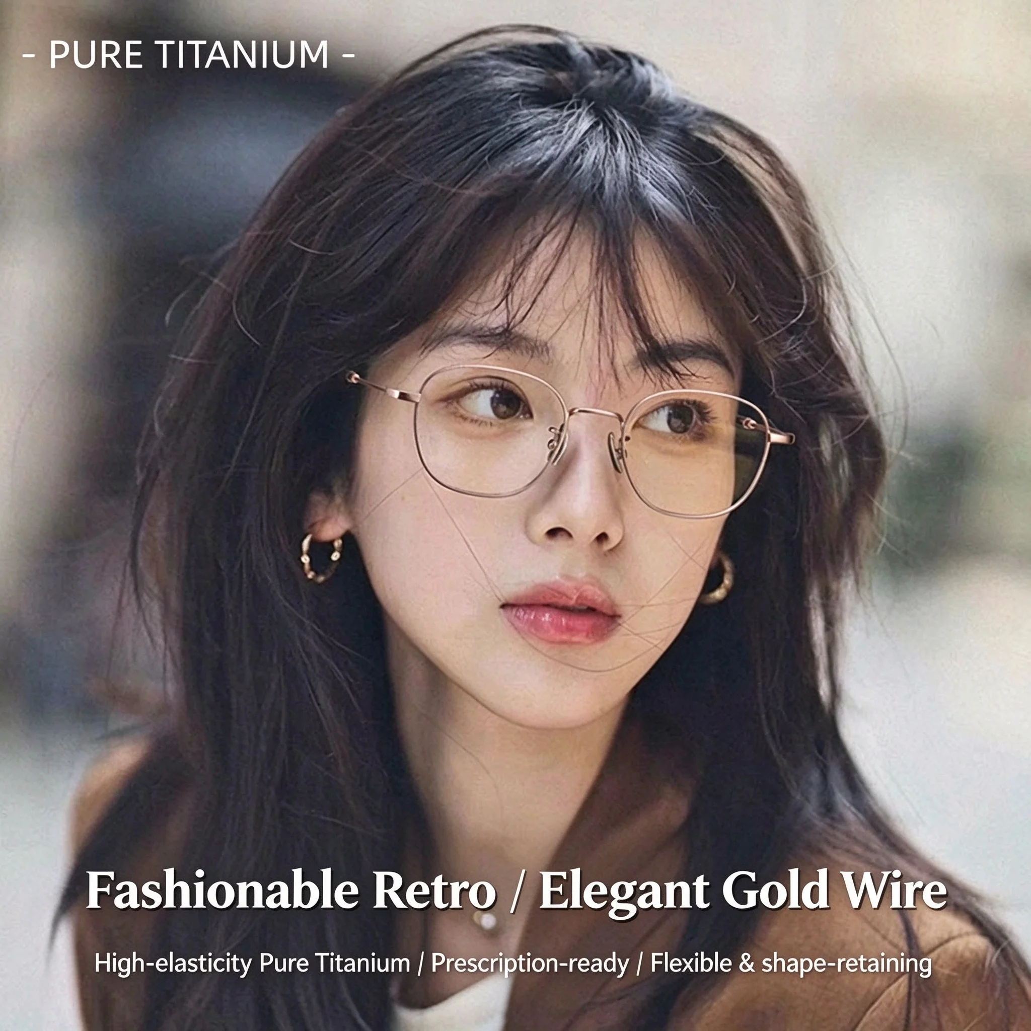 Women New Fashion Ellipse Pure Titanium Glasses Prescription Glasses Optics Lenses Myopia Hyperopia Progressive Custom Recipe