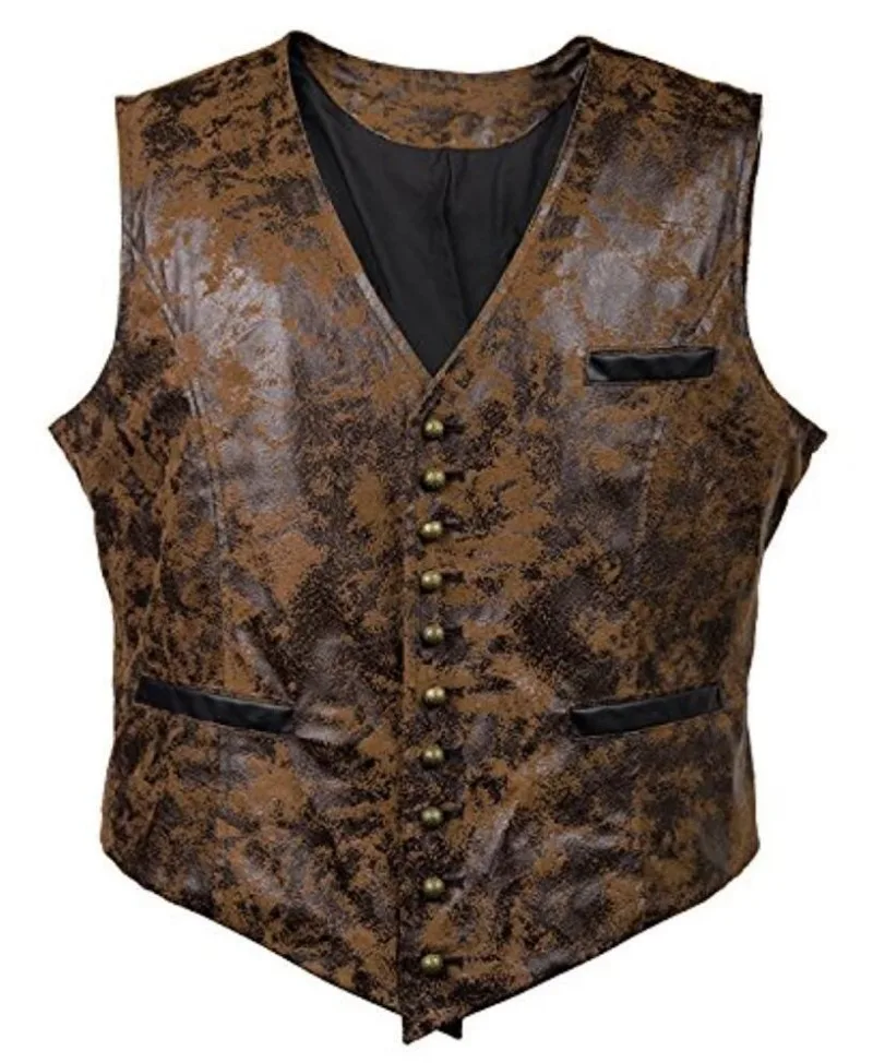 Autumn and Winter Men's Foreign Trade Tide European and American V-neck Suede Single-breasted Jacket Vest