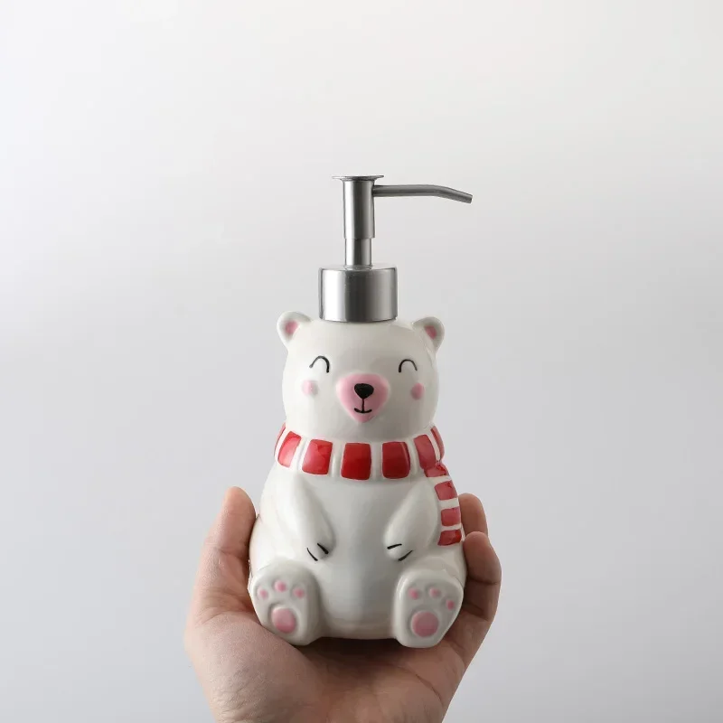 Christmas Ceramic Lotion Bottle Creative 3D Hand Painted Press Soap Dispenser Shampoo Shower Gel Bathroom Accessories