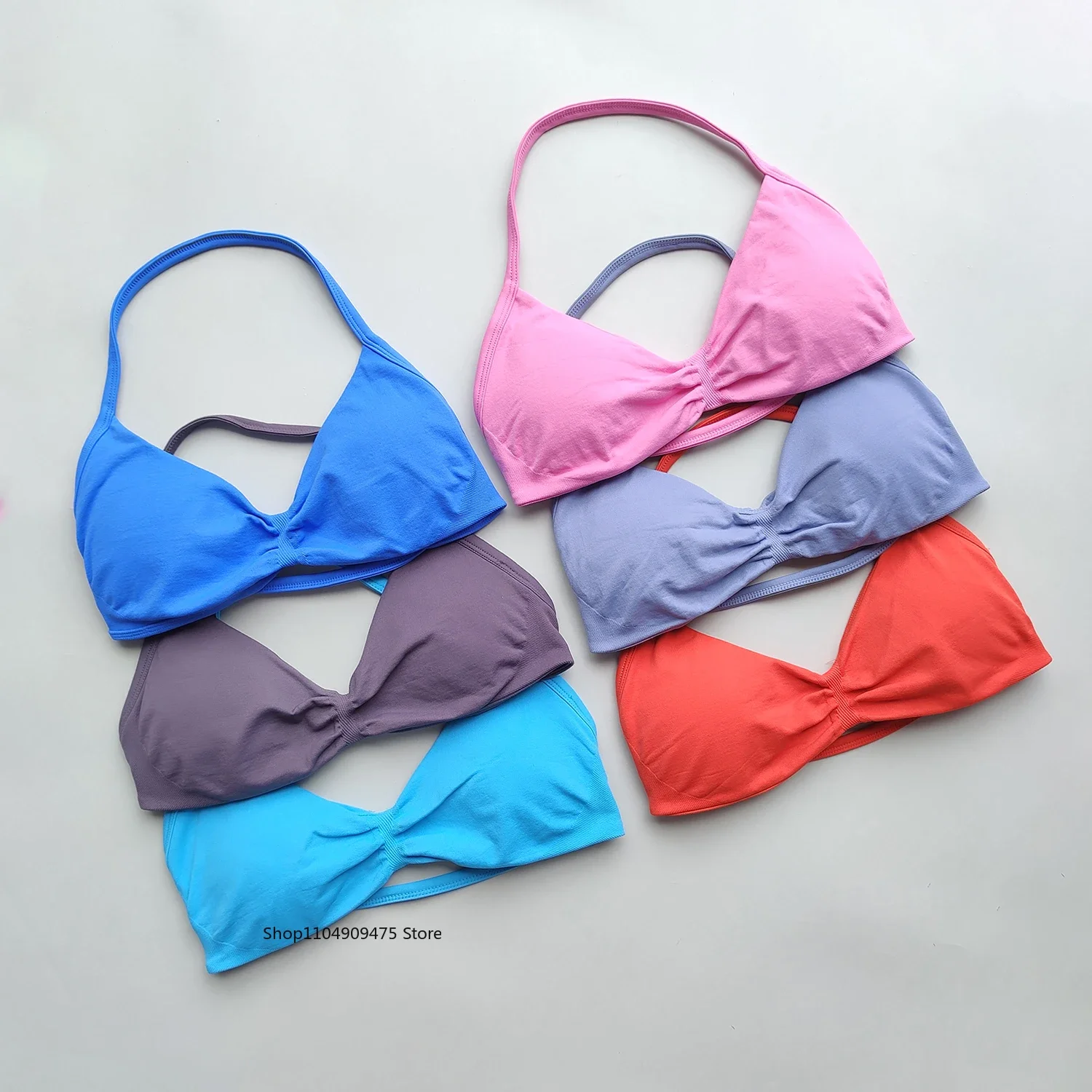 Strappy Bra Gym Top Backless Yoga Bra Removable Cups Women Workout Clothing Seamless Bras Scrunch Workout Yoga Tank