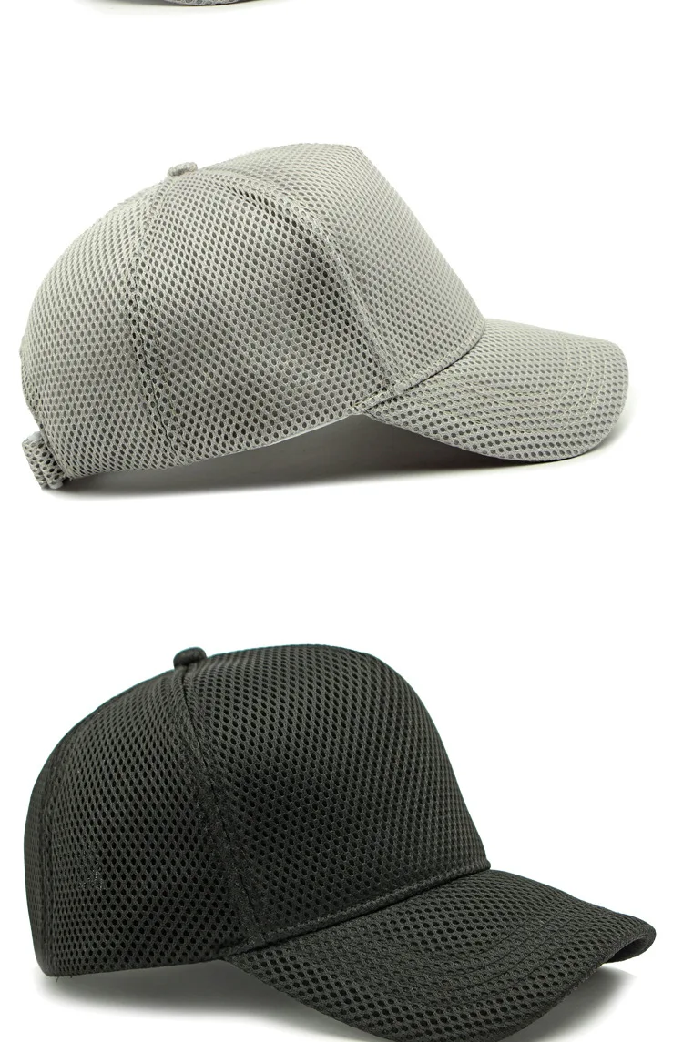Men's Big Head High Crown Trucker Hats Breathable Full Mesh Snapback Baseball Caps Sun Protection Outdoor Plus Size 56-64cm