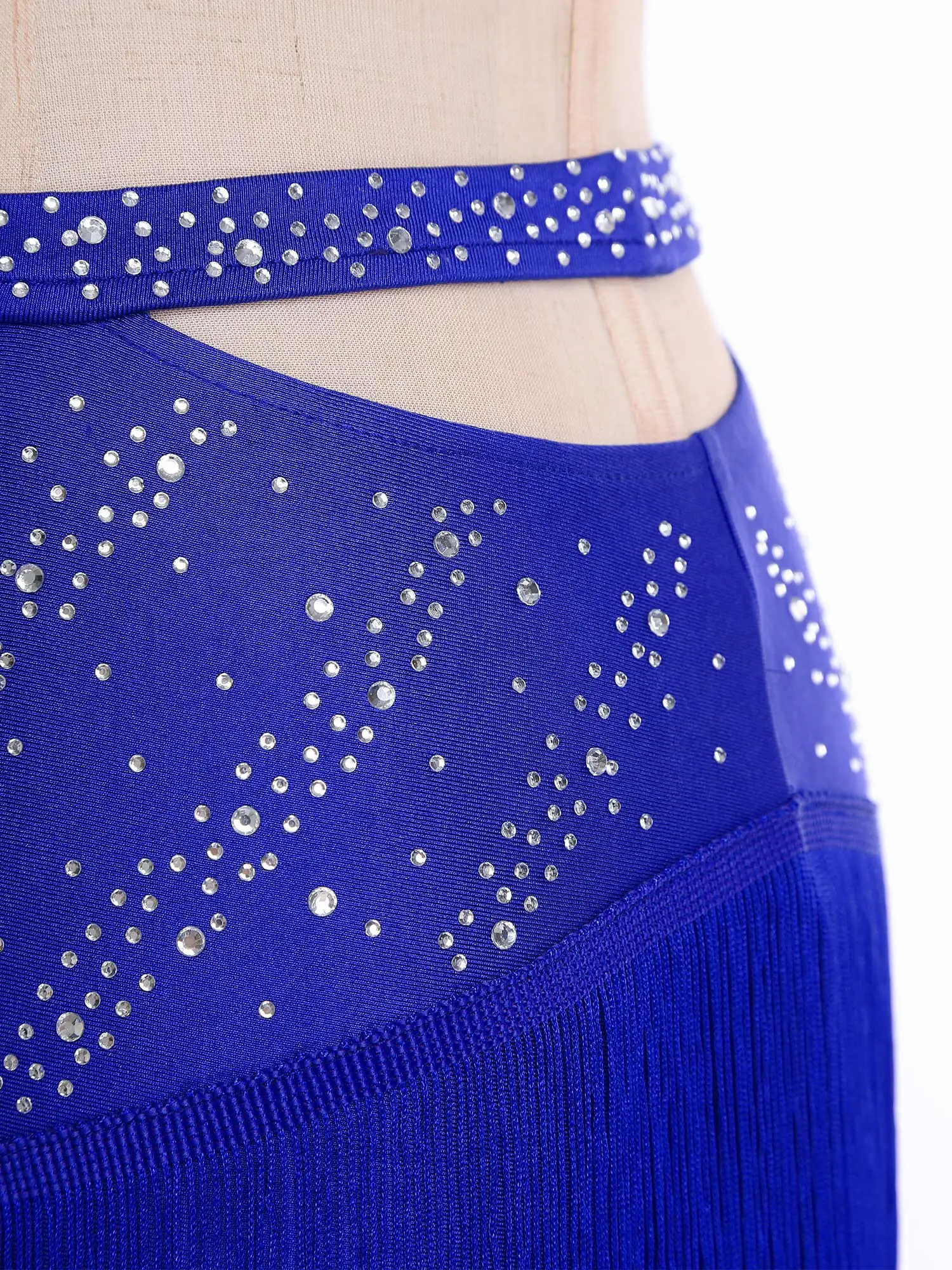 Mulheres dança latina salão de baile cha-cha tango samba rumba salsa traje recorte cintura elástica brilhante strass borlas saia dancewear