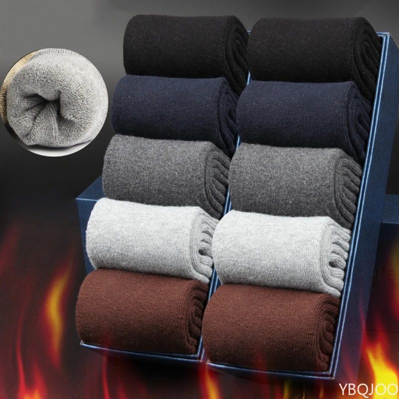 

5 pairs New autumn winter men's casual comfortable thick warm mid tube socks fashionable versatile long tube snow socks
