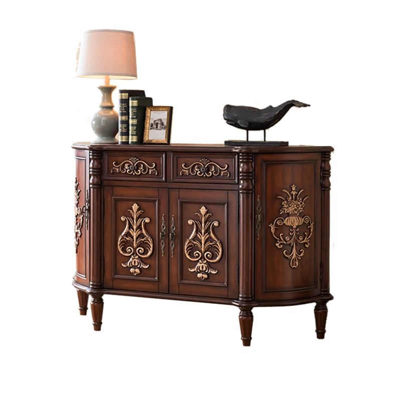 European side cabinet Solid wood American rural semi-round entrance  Food preparation  Storage Side table