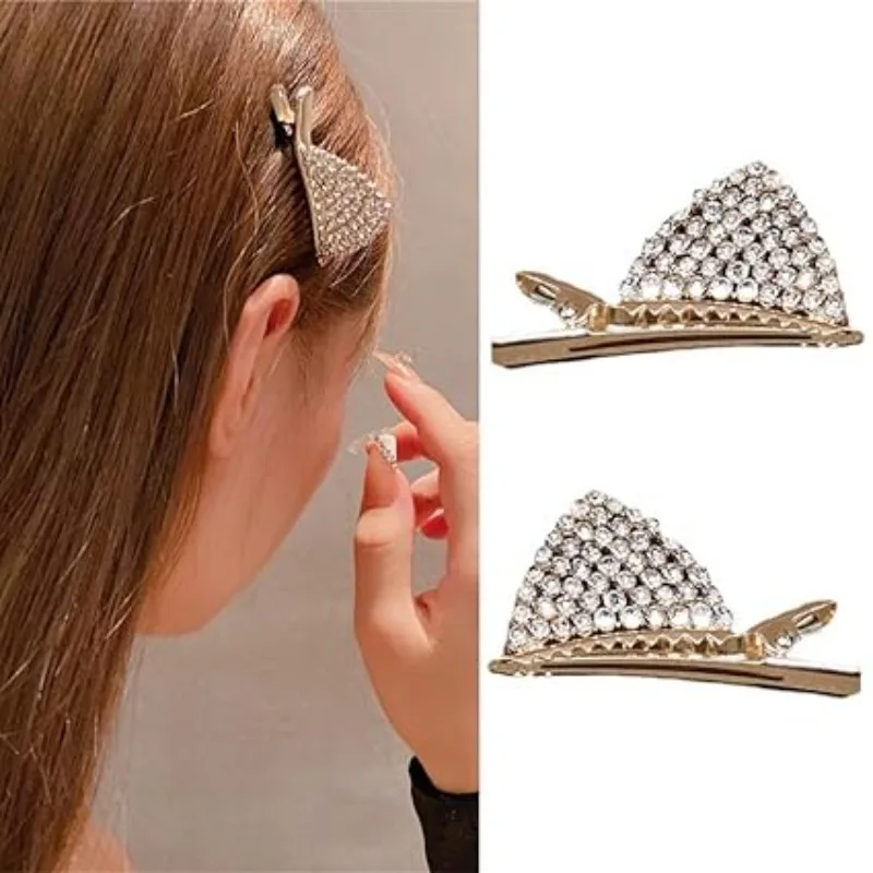 

1pair/ Rhinestone Cat Ear Hair Clips Glitter Crystal for Girls Women Cute Cosplay Halloween Hair Accessories Kawaii Barrettes