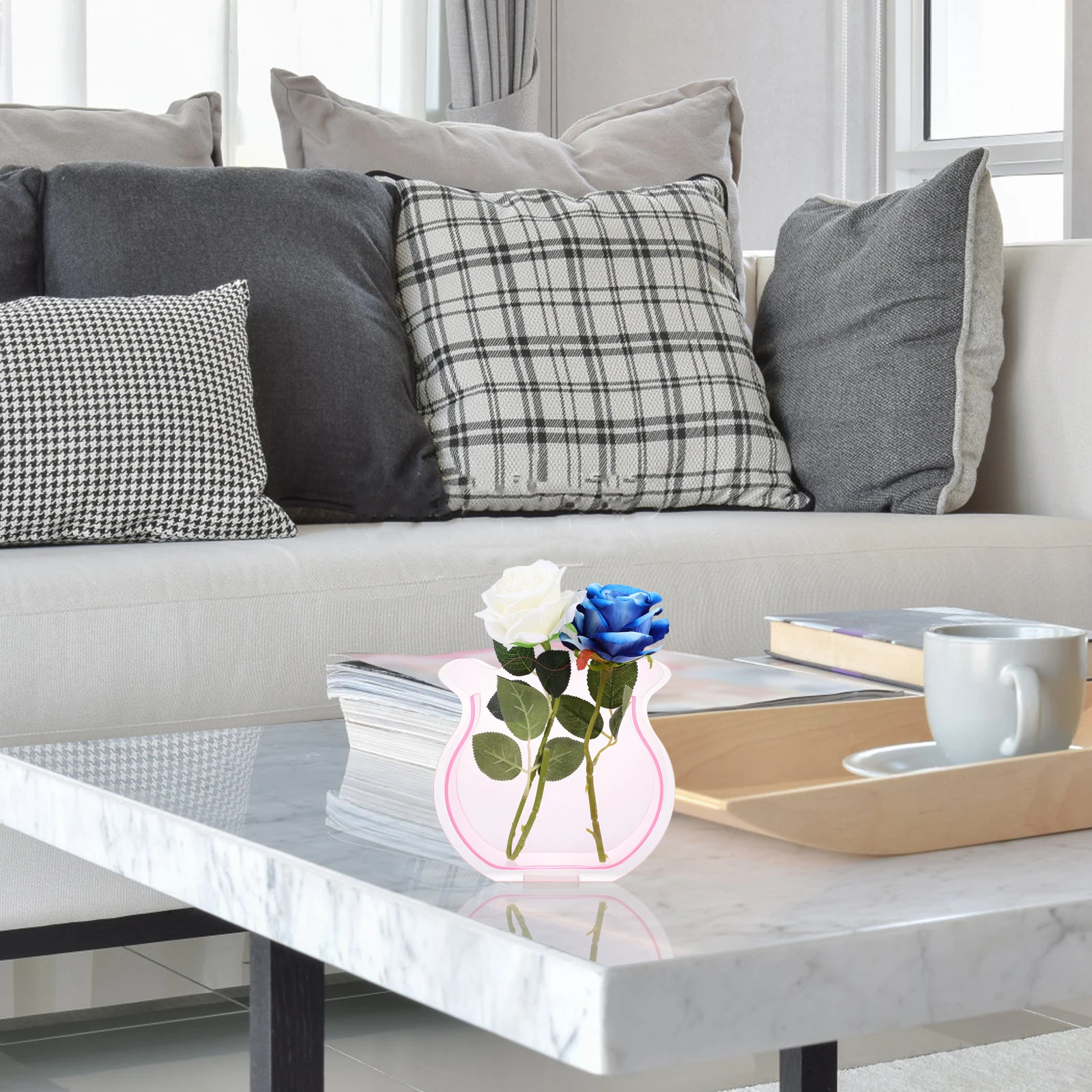 

Acrylic Flower Vase Clear Creative Decoration Simple Style Office Home Balcony Garden Safe Material Matching