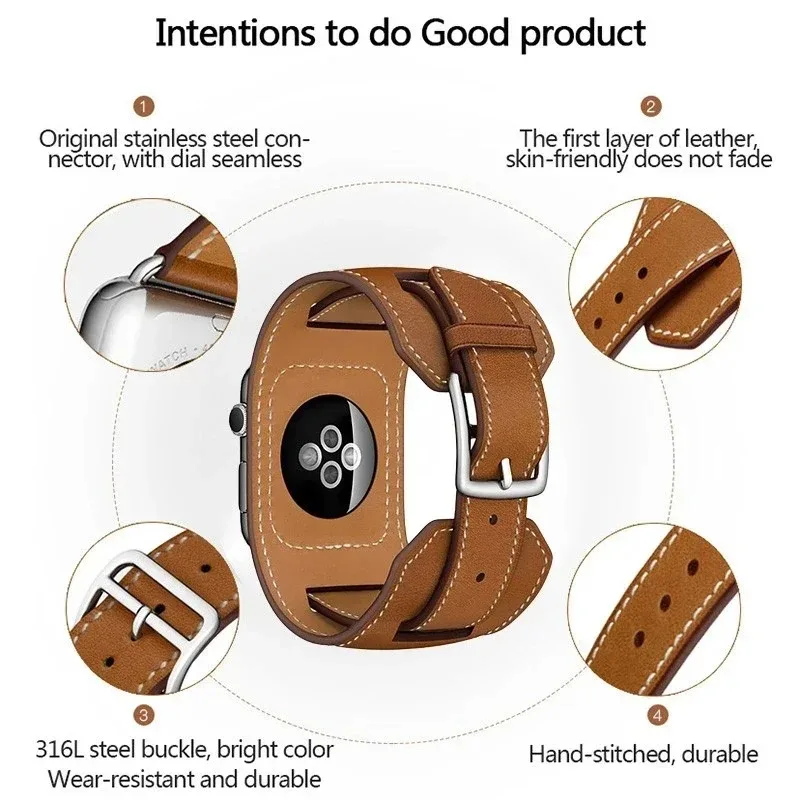 Leather Strap For Apple Watch Ultra 2 49mm Comfortable Bracelet For iWatch 11 10 9 8 7 6 5 4 SE 45mm 41mm 44mm 40/42/46mm Correa