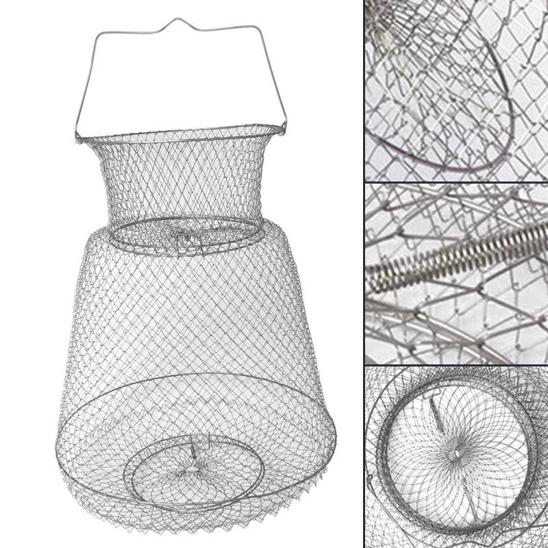 

Big Deal Spring Door Cage Trap Basket Foldable Portable Floatable Galvanized Steel Wire Fish Basket