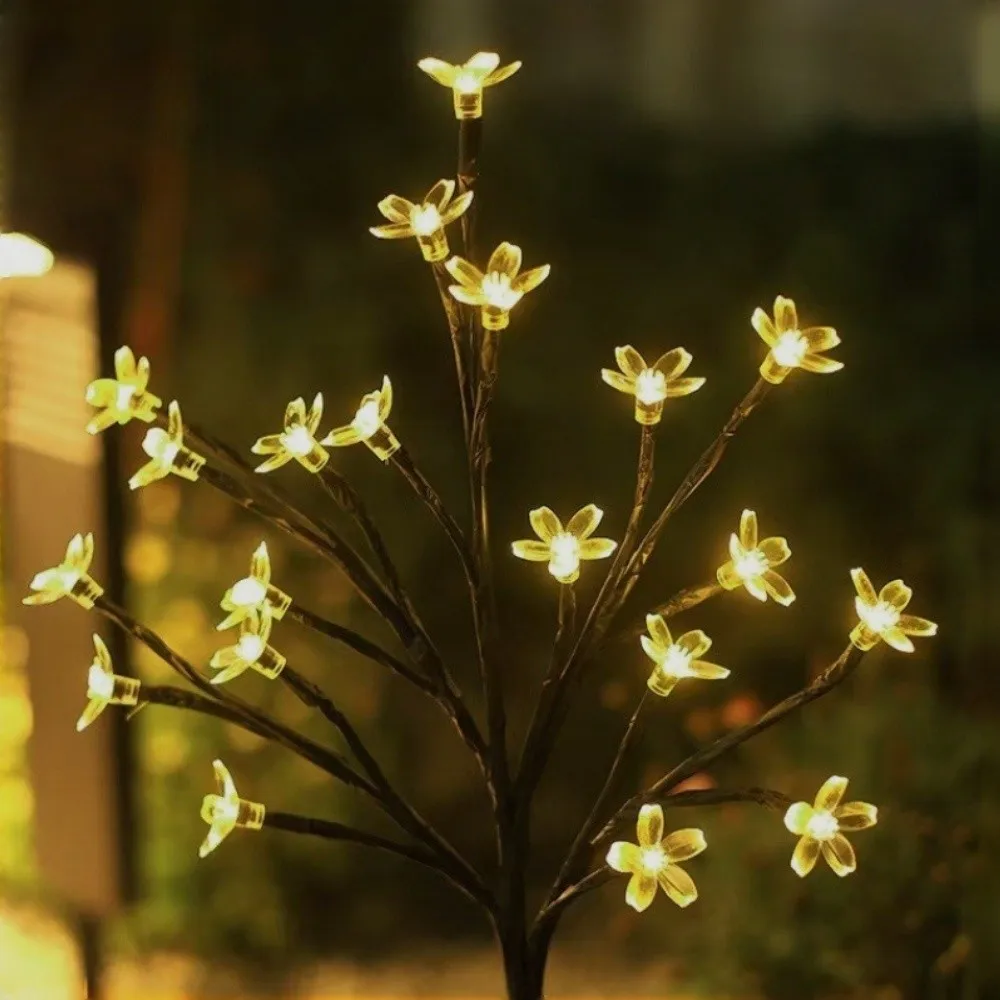 1PC Solar Cherry Blossom Courtyard Light, Floor Mounted Outdoor Waterproof Lawn Light, Used For Courtyard And Garden Decoration