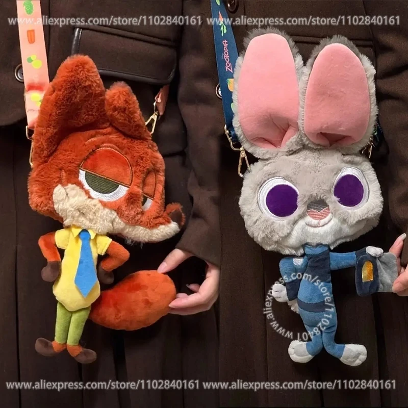 MINISO Disney Zootopia Series Doll Crossbody Bag Cute Soft Plush Nick Judy Children's Birthday Gift Genuine Animation Toy