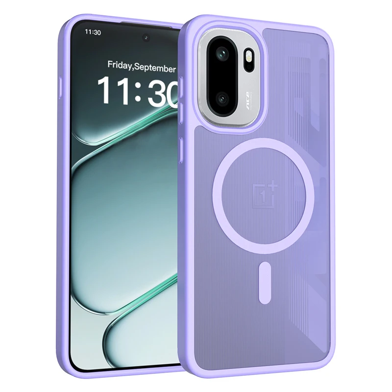 Étui de charge sans fil ultra-fin pour OnePlus 15 15R Ace 6, coque antichoc en TPU+PC au toucher soyeux pour MagSafe