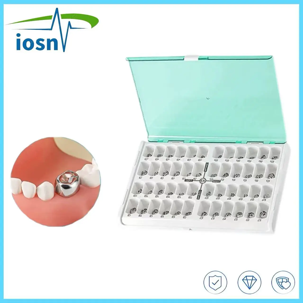 

1, детские стоматологические коронки, предварительно сформированные металлические инструменты из нержавеющей стали для временной ортодонтической терапии для практики стоматологии