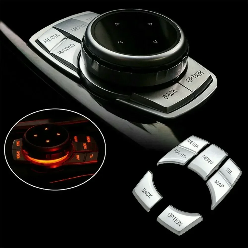 7 Button IDrive Button Button Covers Auto Silver Trim Decor For BMW 1 3 4 5 6 X6 IDrive Knob 1 Set 7 Button