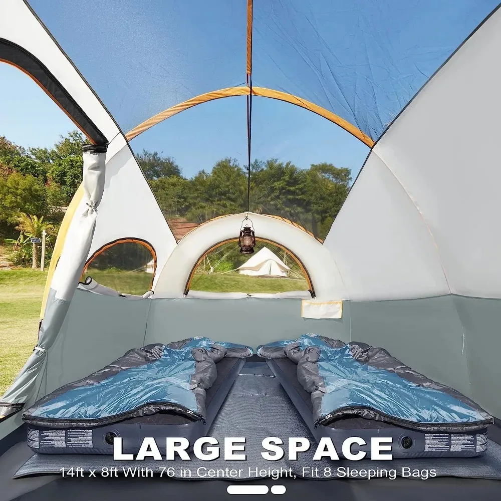 Imagem -04 - Barraca de Acampamento Impermeável para Pessoas Tenda Familiar Windproof com Rainfly e Cortina Dividida Design para Espaço de Privacidade