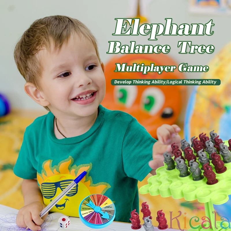 Olifant Balans Boom Educatieve Ouder-Kind Interactie Tafelspel Speelgoed Montessori Wiskunde Speelgoedbalanceerbord Puzzel Voor Kinderen