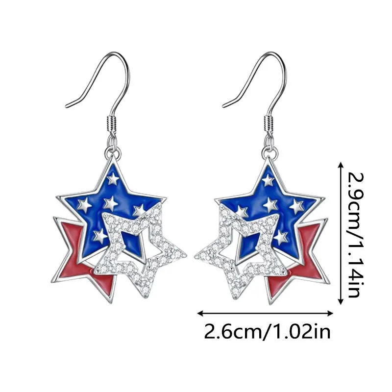 Independence Day Fashion Luxury New Creative Simple Earrings Party Commemorative Jewelry Versatile Exquisite Christmas Birthday Gift