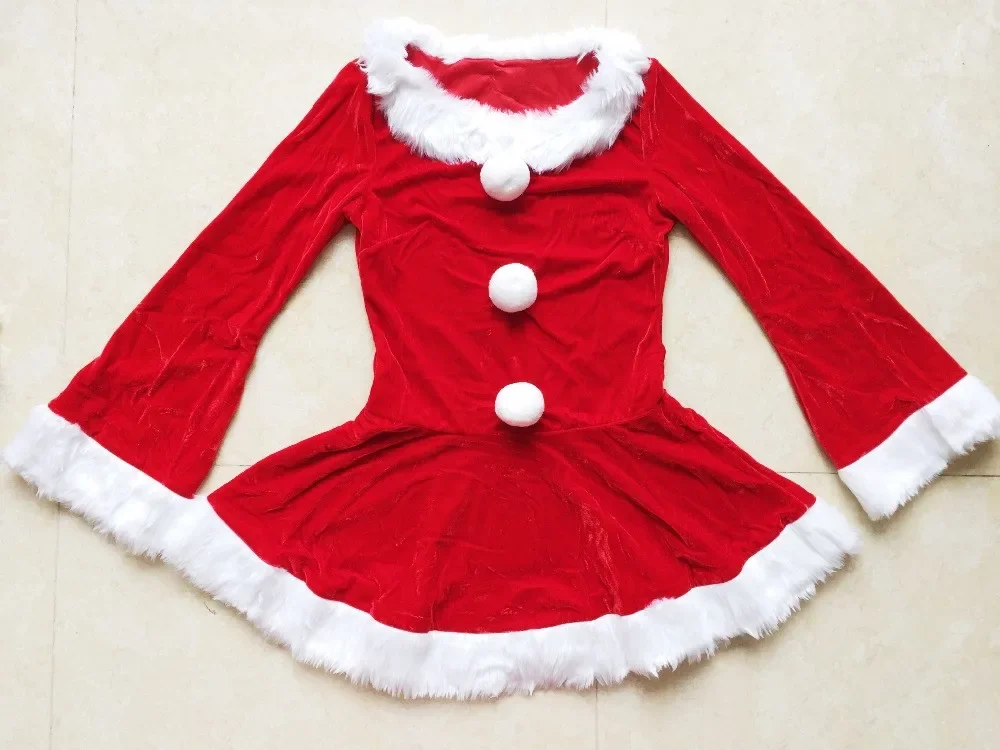 Costumi di Babbo Natale a maniche lunghe in velluto per feste cosplay di Natale per donne adulte Abito da principessa natalizia con cappello + borsa