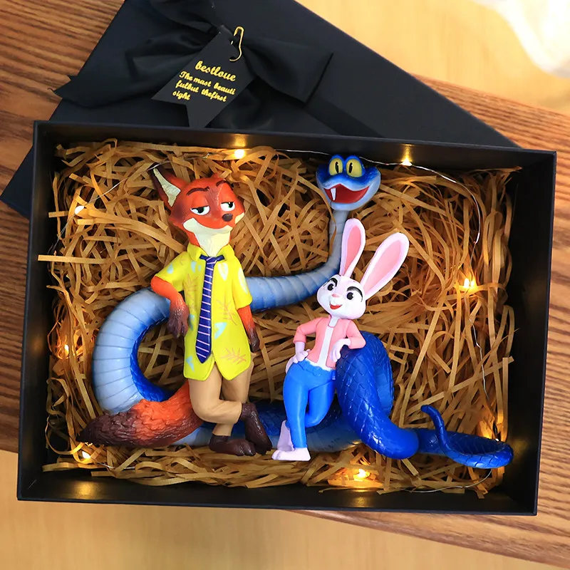

Authentic Zootopia Peripheral, Judy Nick Rabbit Snake Zodiac Figurine, Fine-Crafted Anime Desktop Ornament, Hot-Selling Fan Gift