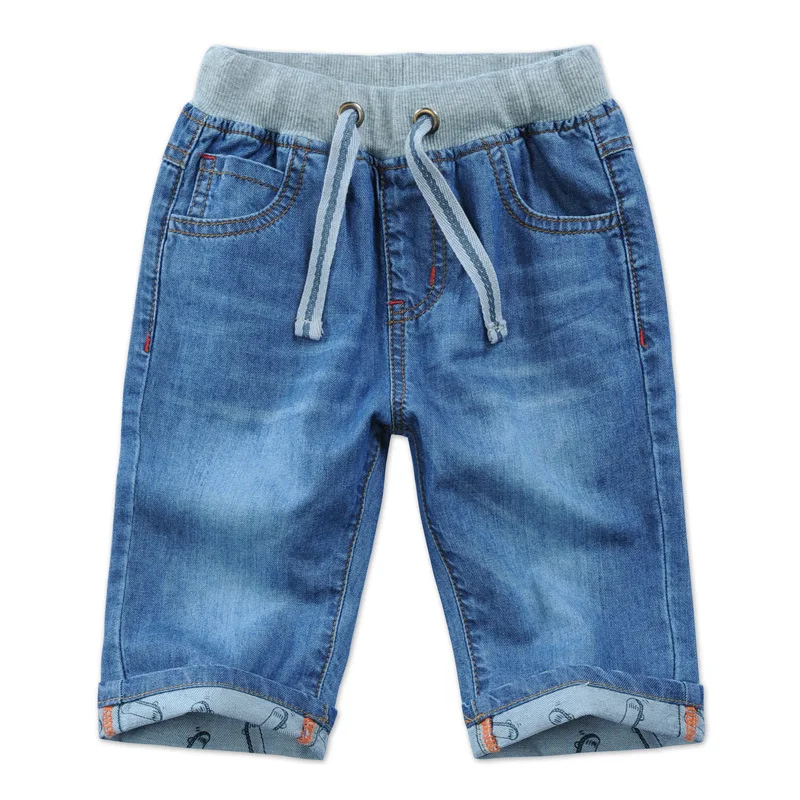 Children's Jean Shorts Summer Brand Design Printing Embroidery Lattice Kids Denim Shorts For Teen Boys 2-14 Years Wear