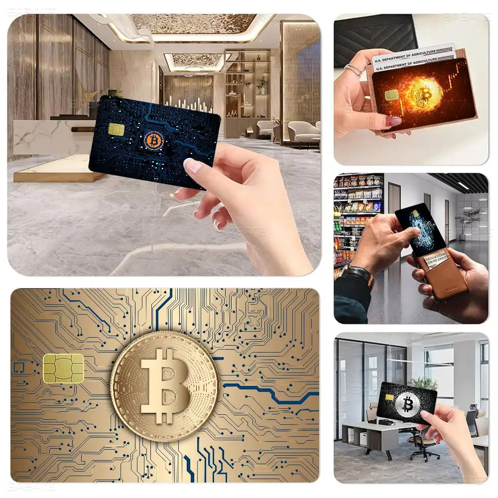 Bitcoin Logo Anime Matte Front Skin Film Sticker Cover For Small Chip Credit Card Debit Card