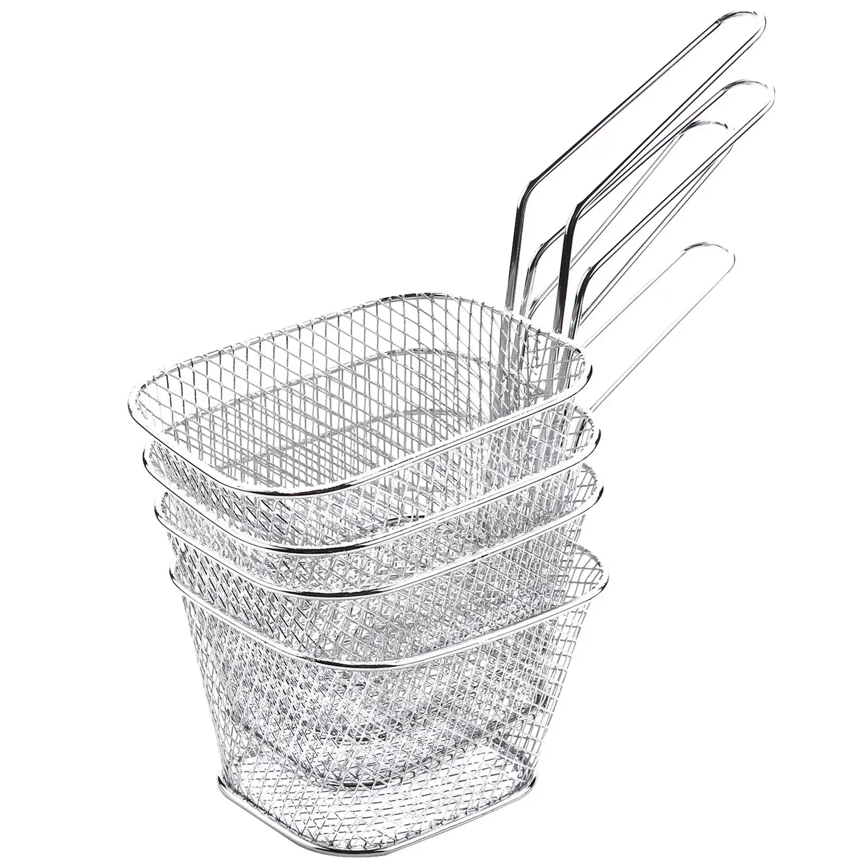 4Pcs/Lot Chips Mini Fry Baskets Stainless Steel Fryer Basket Strainer Serving Food Presentation Cooking Tool French Fries Basket