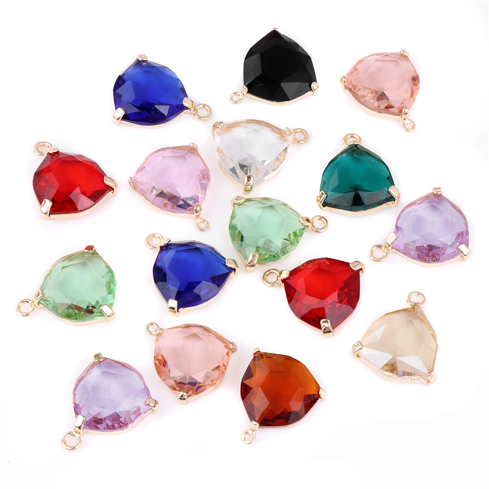 Facettierte neue Mode Kristall Anhänger Charme Dreieck Glas transparent Tropfen Halskette Schneiden Anhänger für Schmuck machen DIY Bulk